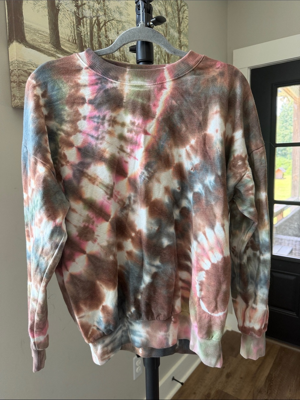 No Boundaries Tie-Dye Crewneck Sweatshirt - Brown, Pink, Blue, Green